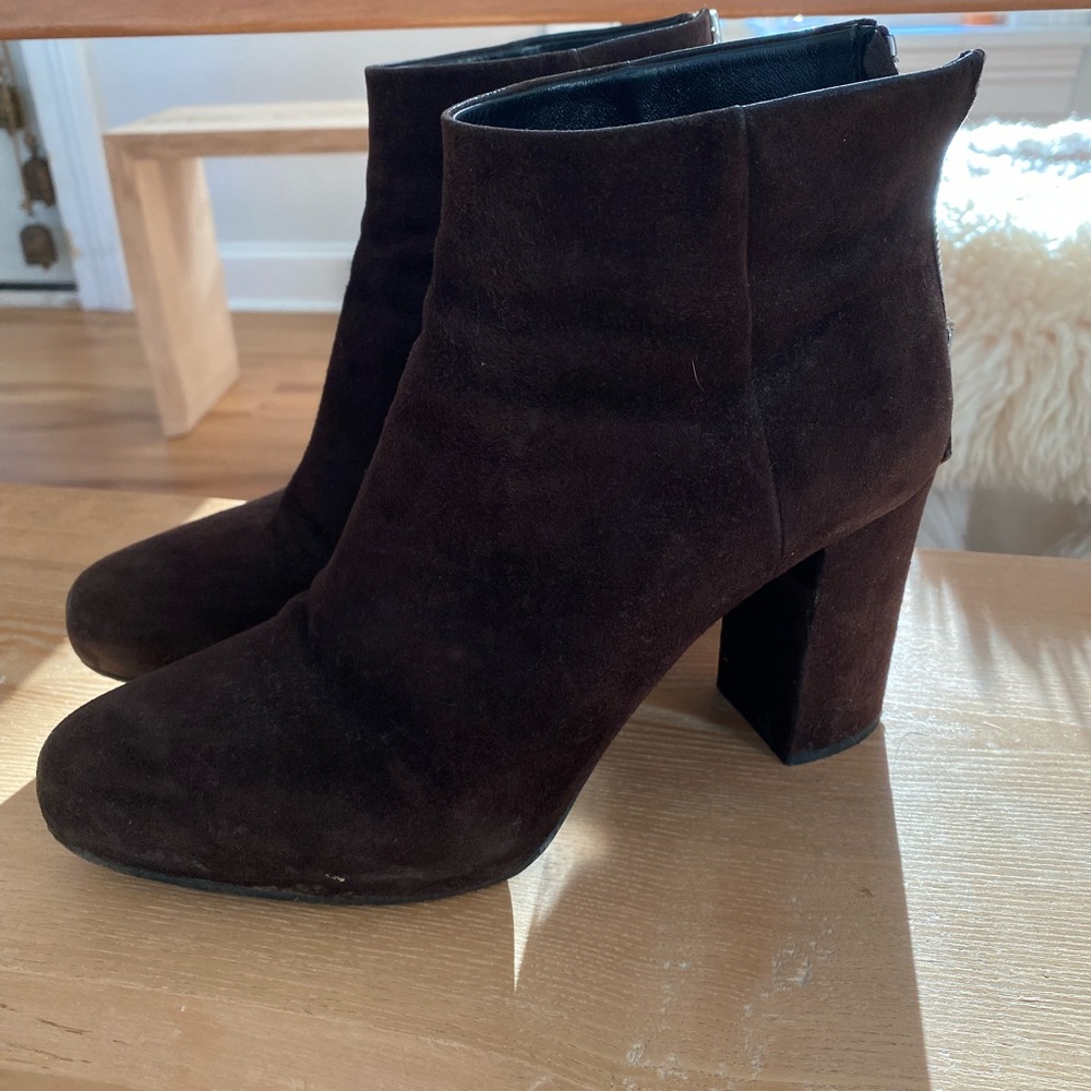 Prada Brown Suede Heeled Ankle Boots